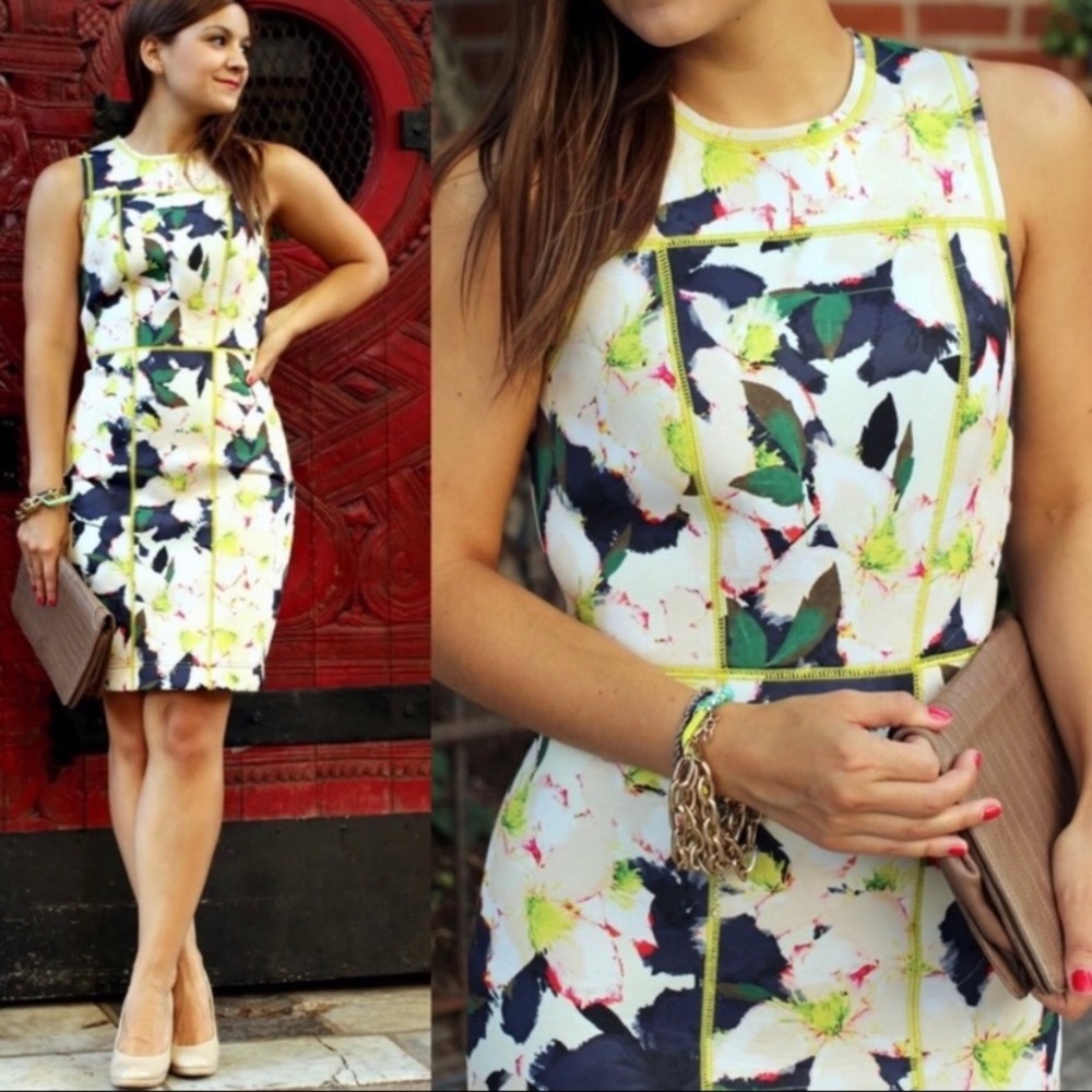 J Crew Floral Cove Surf Neoprene Shift Dress A7551 Floral Sleevless Navy 12